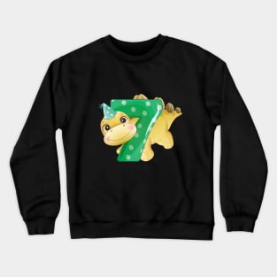 7th Birthday Cute Little Dinosaur Crewneck Sweatshirt